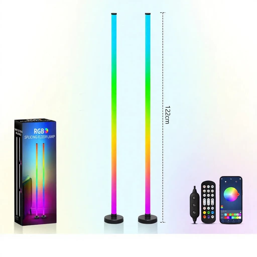 RGB Floor Lamp with Music Sync, 360° Glow, App Control for Gaming