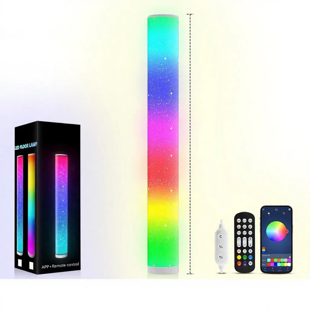 RGB LED Floor Lamp with Star Pattern, Remote and App Control