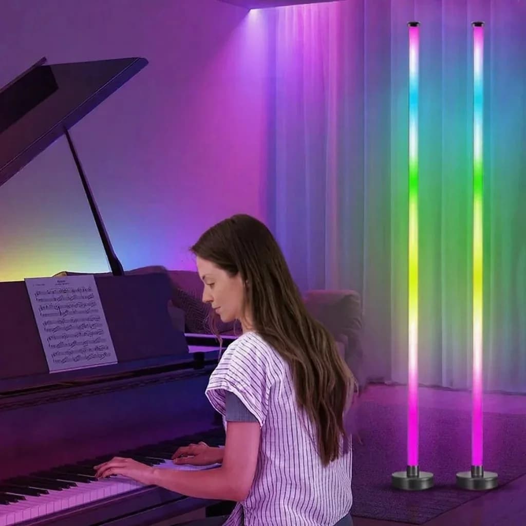 RGB Floor Lamp with Music Sync, 360° Glow, App Control for Gaming