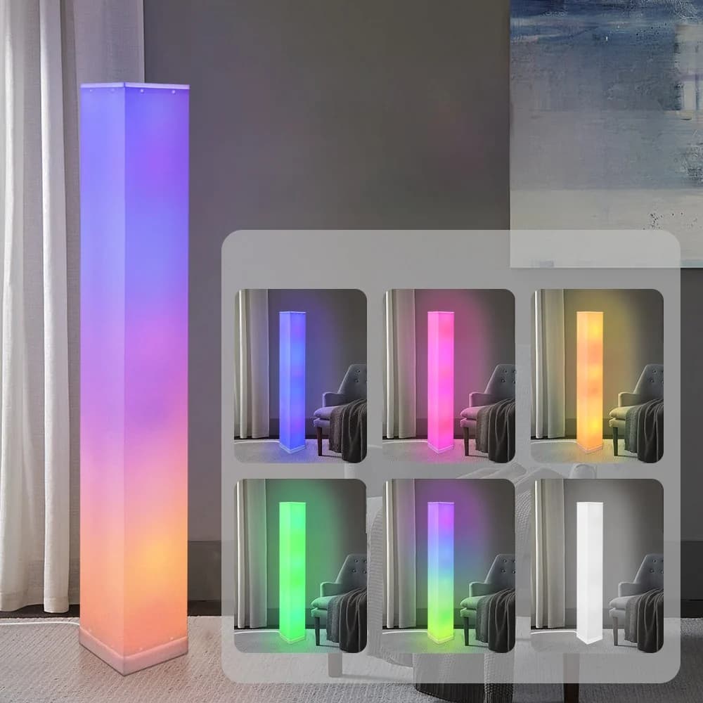 Square Floor Lamp with Remote Control LED Ambient Light for Living Room