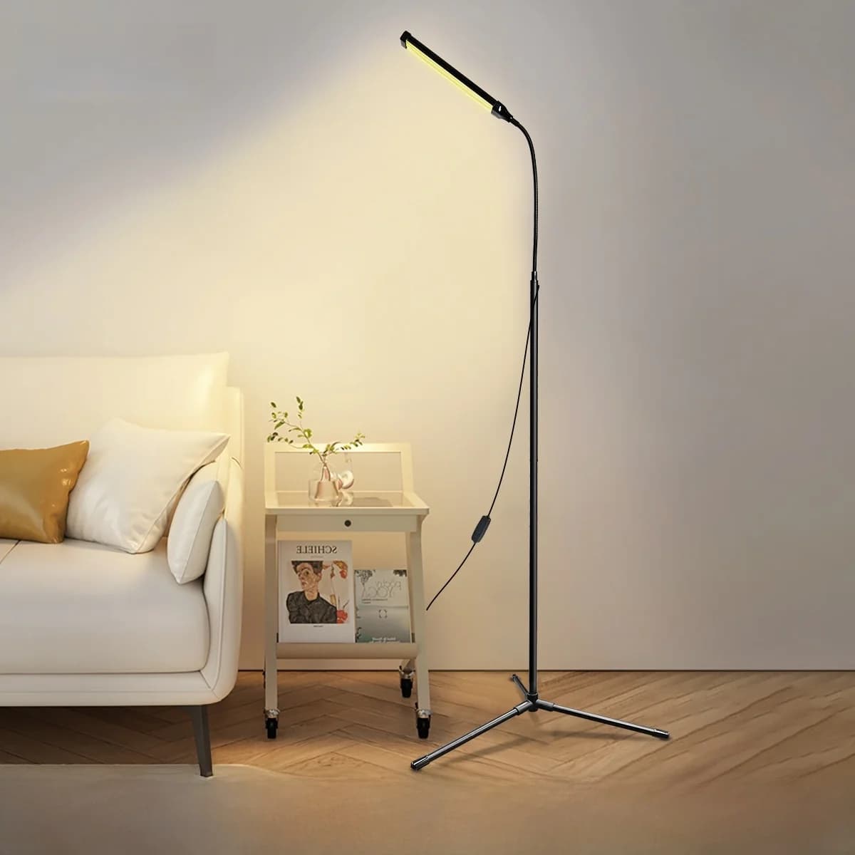 USB Powered Floor Lamp with Tripod Stand and Three Color Modes