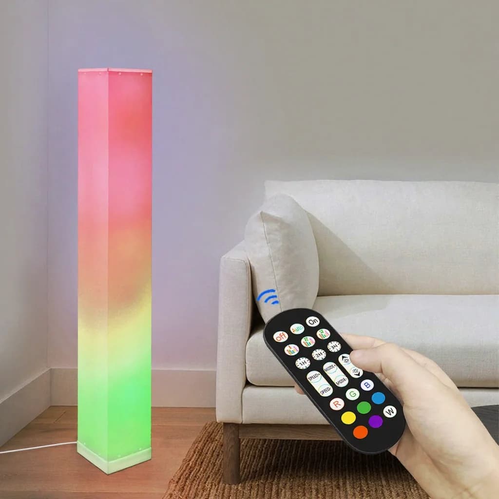 Square Floor Lamp with Remote Control LED Ambient Light for Living Room