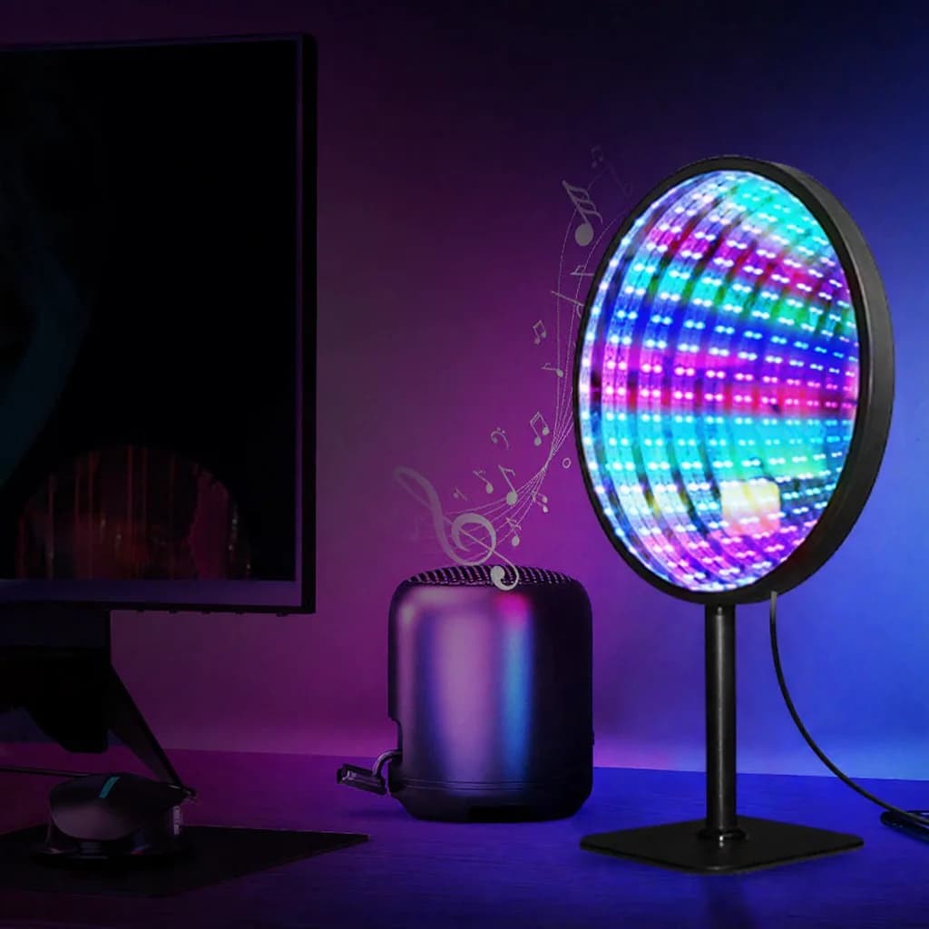 Round Acrylic Infinity Mirror 3D Abyss Light USB RGB Atmosphere Lamp