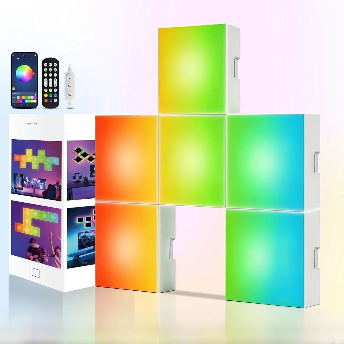 Square RGB Music Sync Light Panels Wall Mountable Atmosphere Lamp