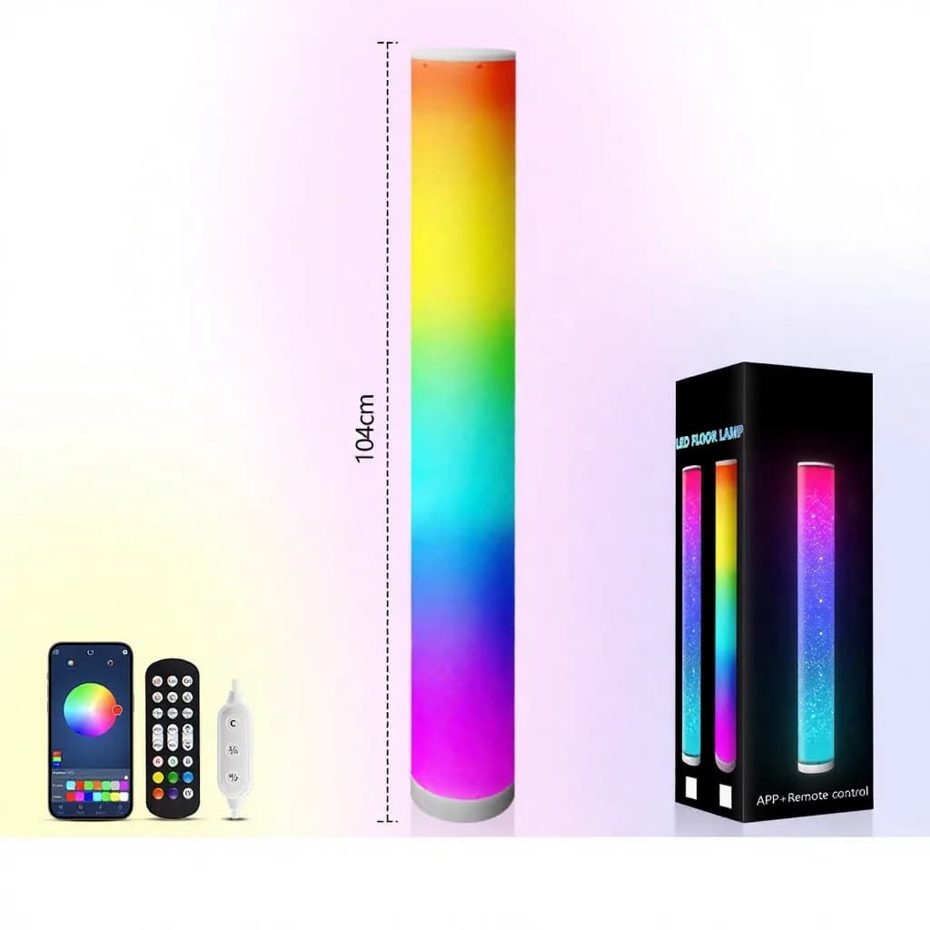 RGB Cylinder Floor Lamp with Music Sync Remote Control for Home Decor