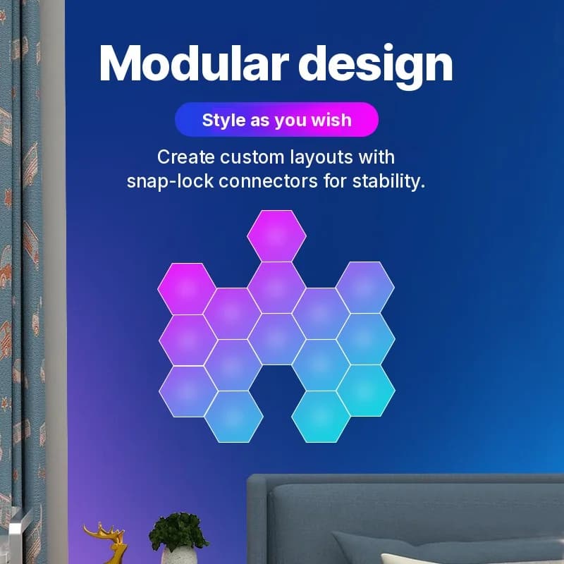 RGB Hexagon Sound Reactive Light Panels with App Control