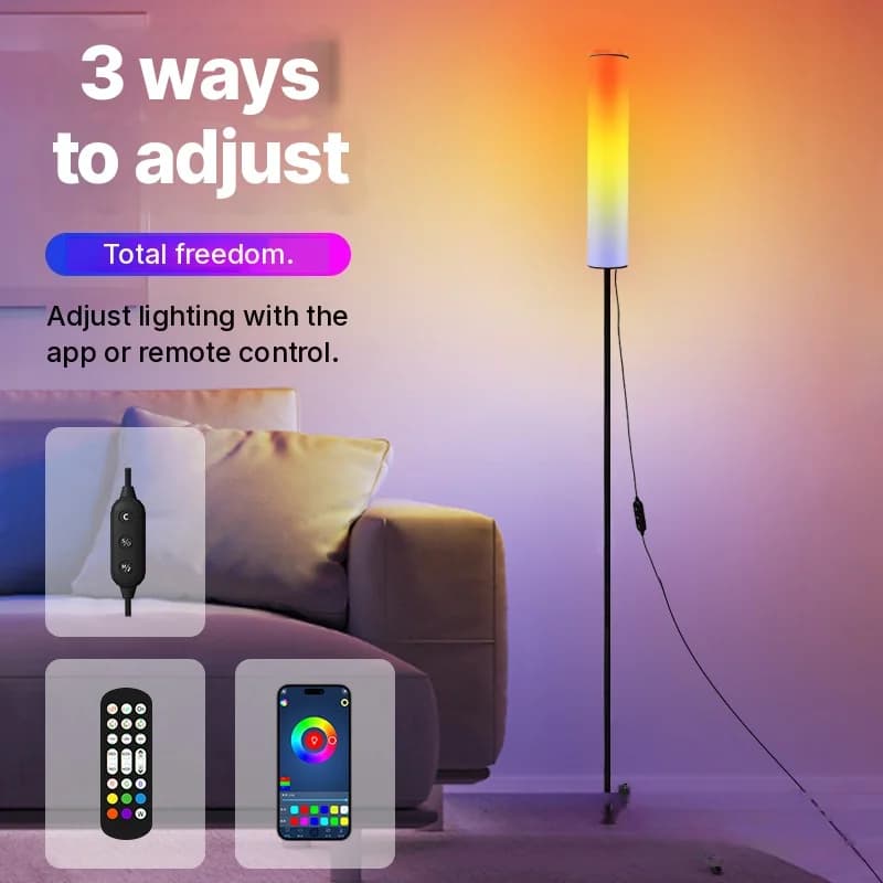 RGB LED Tripod Floor Lamp with Remote Control for Bedroom Living Room