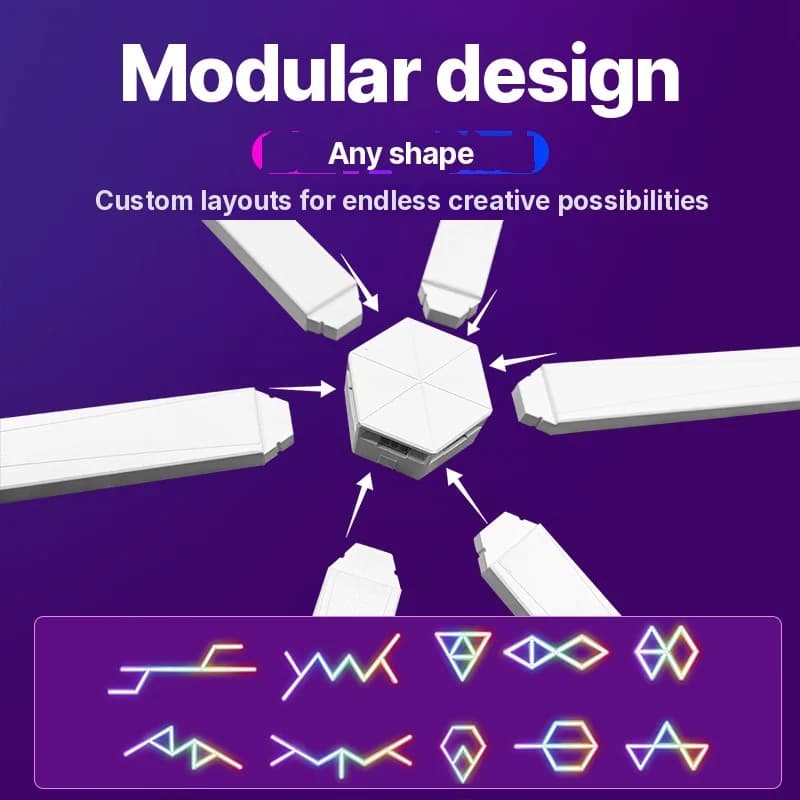 RGB Smart Splicing LED Wall Lights with App Control and Music Sync