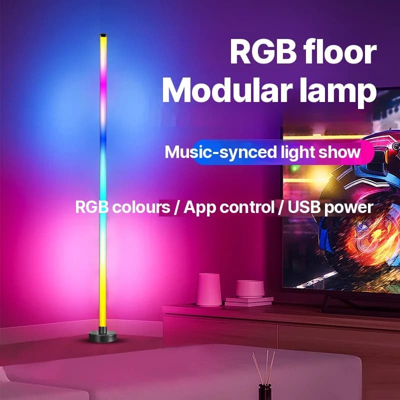 RGB LED Corner Floor Lamp with Music Sync, App and Remote Control