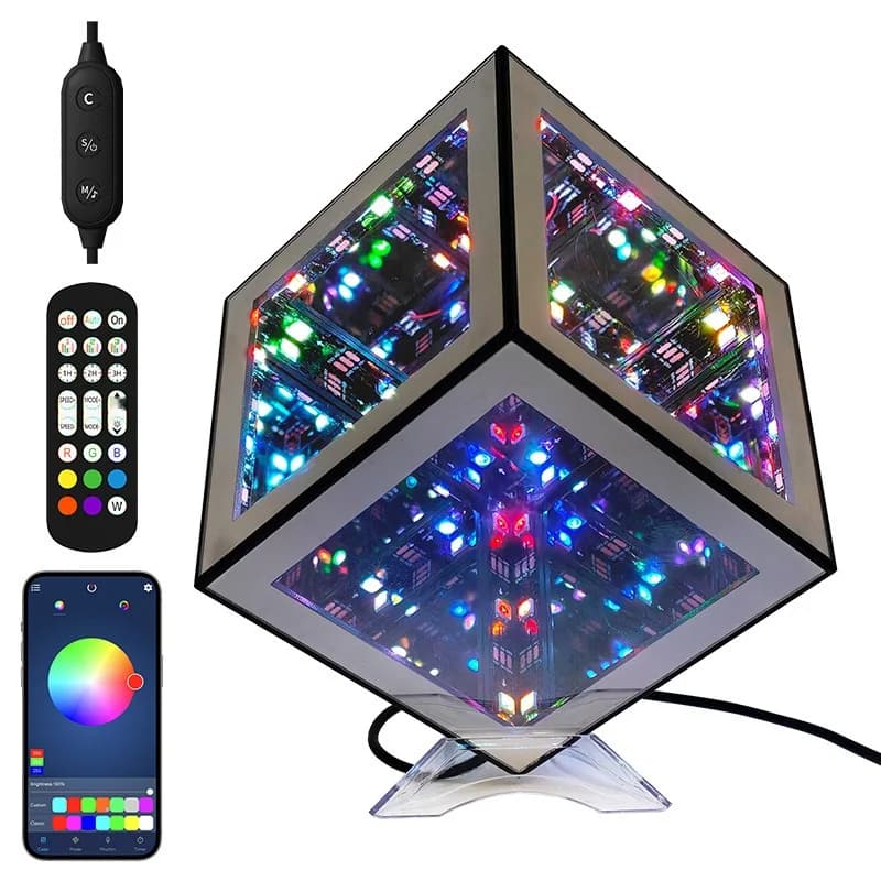 3D Infinity Cube Lamp RGB Ambient Light with Sound Reactive Mode