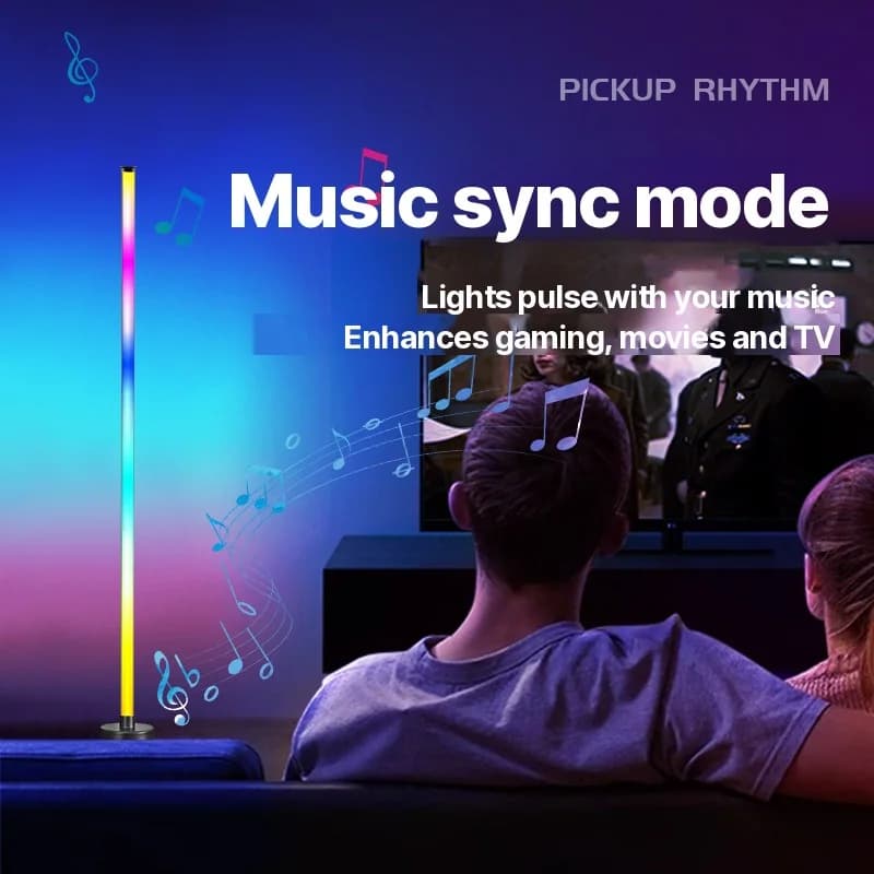 RGB LED Corner Floor Lamp with Music Sync, App and Remote Control