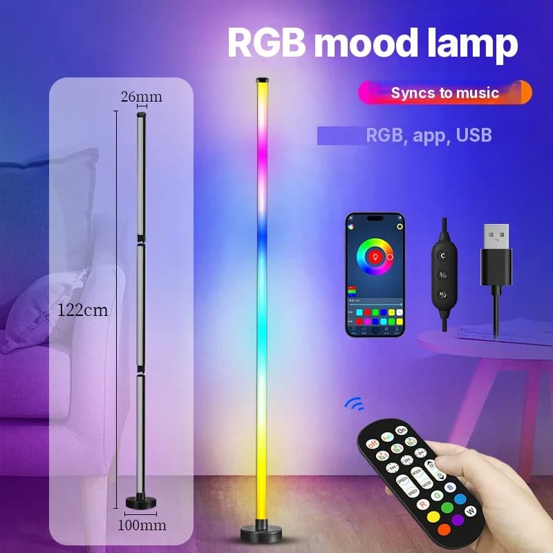 RGB Color-Changing Floor Lamp with Music Sync and App Control