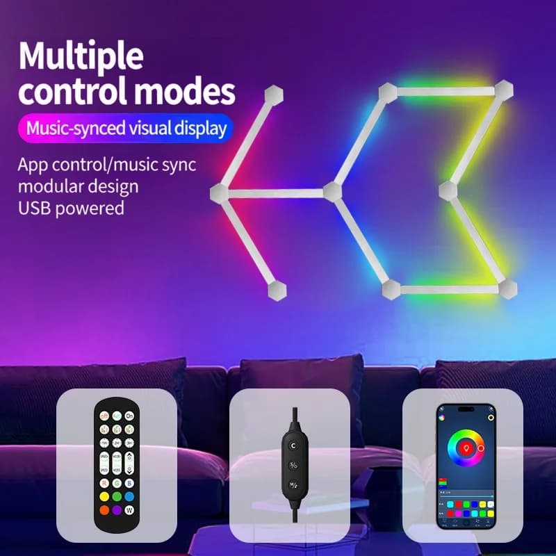 RGB Smart Splicing LED Wall Lights with App Control and Music Sync