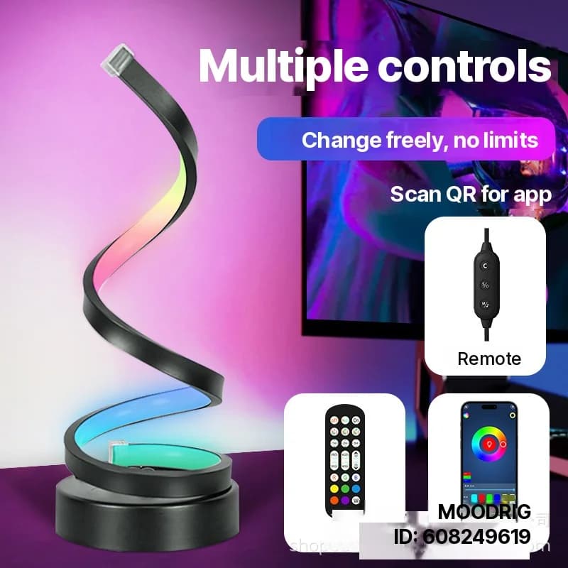 Spiral RGB Atmosphere Lamp with Sound Reactive Light and App Control