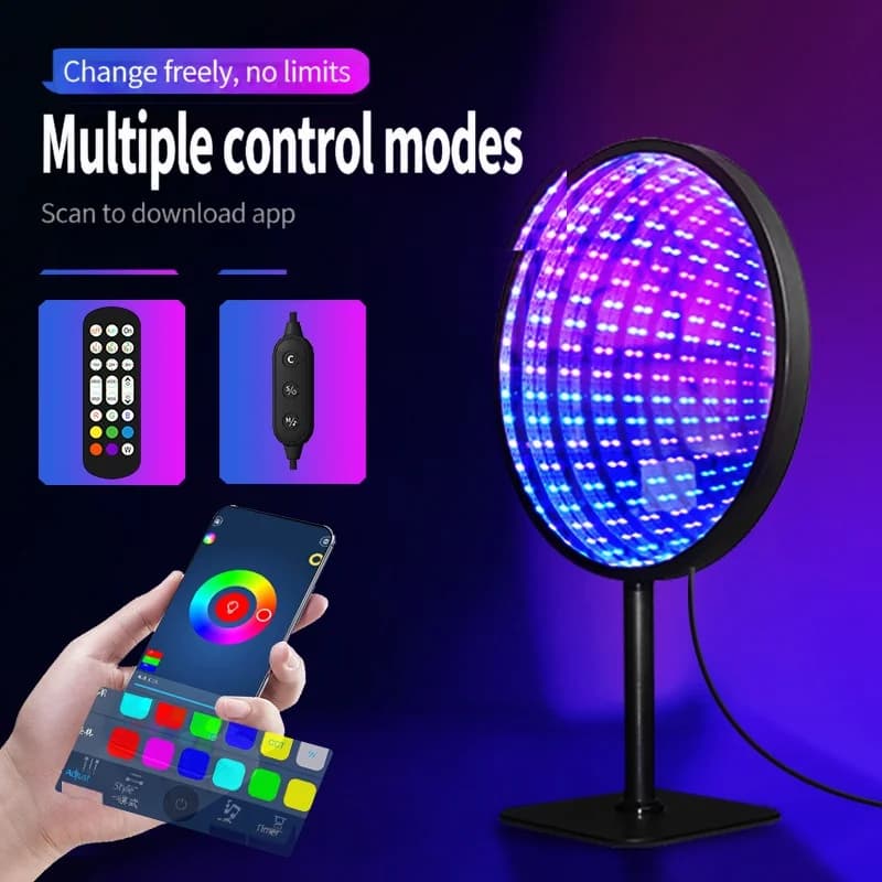 Round Acrylic Infinity Mirror 3D Abyss Light USB RGB Atmosphere Lamp
